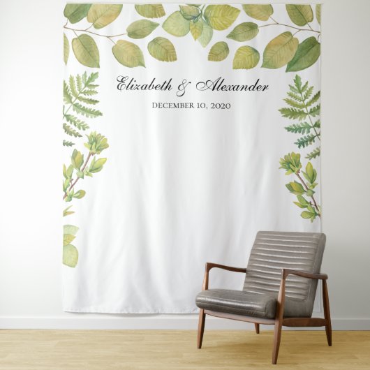 Groene bruiloft achtergrond. Bladerachtergrond Wandkleed (In situ)