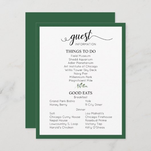 Groene bruiloft — Bezoekersinformatie Informatiekaartje (Voorkant / Achterkant)