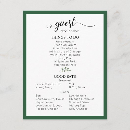 Groene bruiloft — Bezoekersinformatie Informatiekaartje (Voorkant)