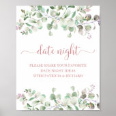 Groene Bruiloft Bruidsfeest Datum Avond Jar Bord Poster (Voorkant)
