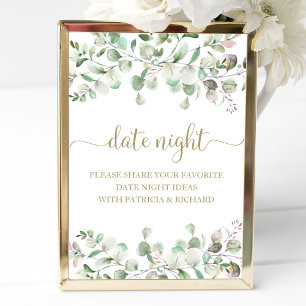 Groene Bruiloft Bruidsfeest Datum Avond Jar Bord Poster