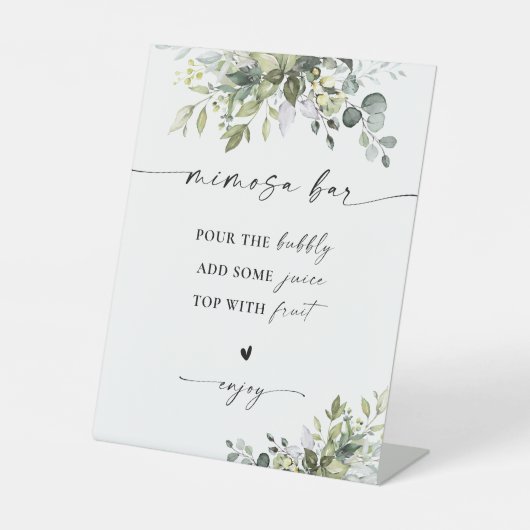 Groene Bruiloft Bruidsshower Mimosa Bar Bord Reclamebord Met Voetstuk (Voorkant)