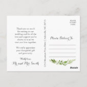 Groene bruiloft dank u Briefkaarten rustiek groen (Achterkant)
