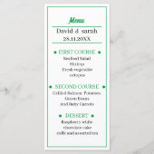 Groene bruiloft diner menu (Voorkant)
