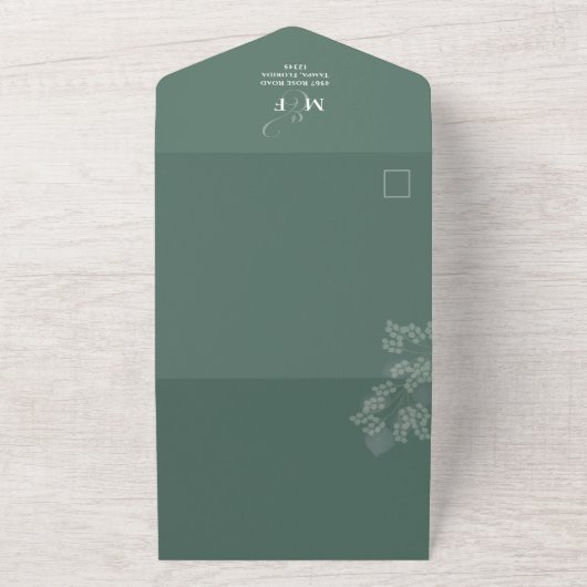 Groene bruiloft Elegant Groen Custom All In One Uitnodiging (Buitenkant)