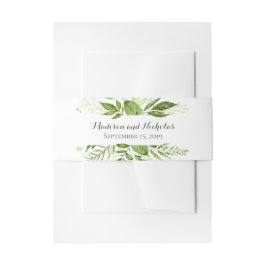 Groene bruiloft envelop buik band, rustiek groen uitnodigingen wikkel