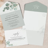 Groene bruiloft Eucalyptus groen Elegant All In One Uitnodiging