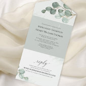 Groene bruiloft Eucalyptus groen Elegant All In One Uitnodiging
