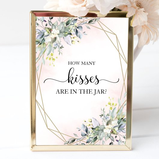 Groene Bruiloft Feest Hoeveel Kusjes Bord Poster