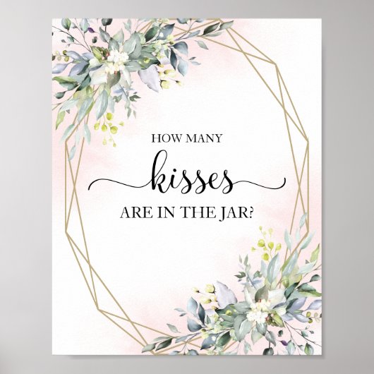 Groene Bruiloft Feest Hoeveel Kusjes Bord Poster (Voorkant)