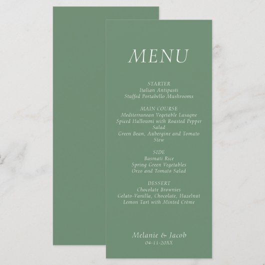 Groene bruiloft Flat Menu (Voorkant / Achterkant)