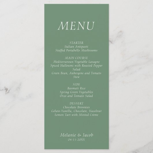 Groene bruiloft Flat Menu (Voorkant)