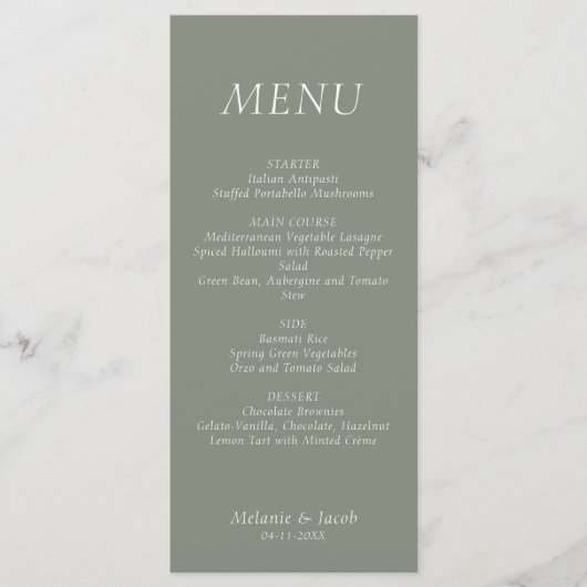 Groene bruiloft Flat Menu (Voorkant)