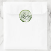 Groene bruiloft Floral Love Envelope Seal Ronde Sticker (Tas)