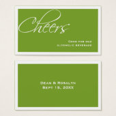 Groene bruiloft formele aangepaste evenement drink visitekaartjes (Voorkant /achterkant)