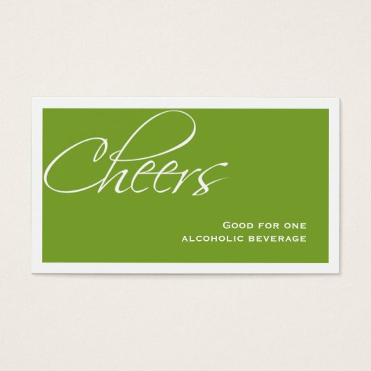 Groene bruiloft formele aangepaste evenement drink visitekaartjes (Voorkant)