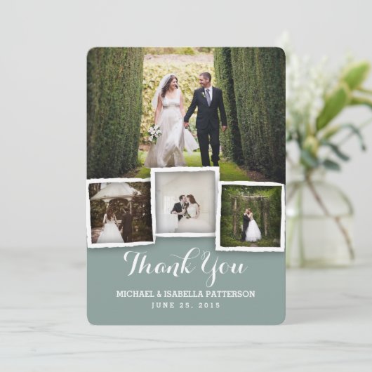  groene bruiloft Foto Hartelijk dank Bedankkaart (Staand voorkant)