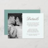  groene bruiloft gast details foto informatiekaartje (Voorkant / Achterkant)