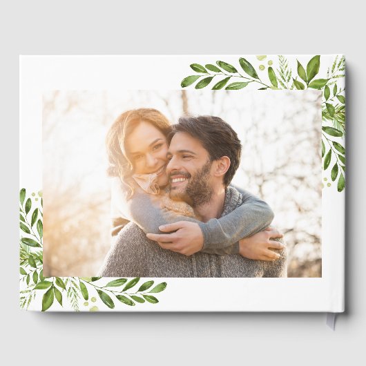 Groene bruiloft gastenboek, rustiek groen gastenboek (Achterkant)