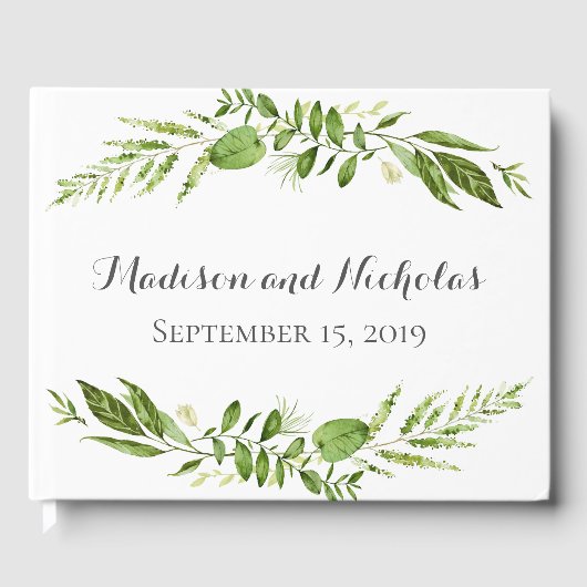 Groene bruiloft gastenboek, rustiek groen gastenboek (Voorkant)