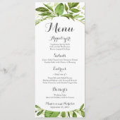 Groene Bruiloft Menu Rack Kaarten, Rustiek groen (Voorkant)