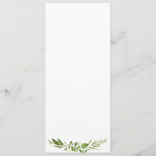 Groene Bruiloft Menu Rack Kaarten, Rustiek groen (Achterkant)