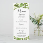 Groene Bruiloft Menu Rack Kaarten, Rustiek groen (Staand voorkant)