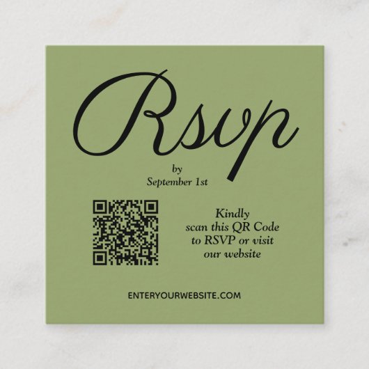 Groene bruiloft met Chic QR-code Informatiekaartje (Voorkant)