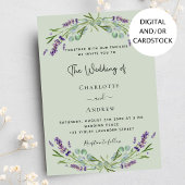 Groene bruiloft met lavendel eucalyptus kaart