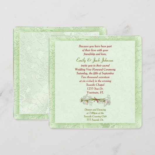 Groene bruiloft met reliëfstemmer kaart (Voorkant / Achterkant)