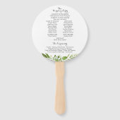 Groene bruiloft programma cirkel fan, rustieke gro handwaaier (Achterkant)