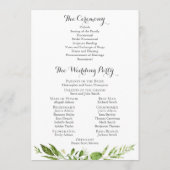 Groene bruiloft programma Kaarten, rustieke groen Programmakaart (Achterkant)