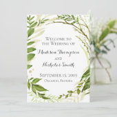 Groene bruiloft programma Kaarten, rustieke groen Programmakaart (Staand voorkant)