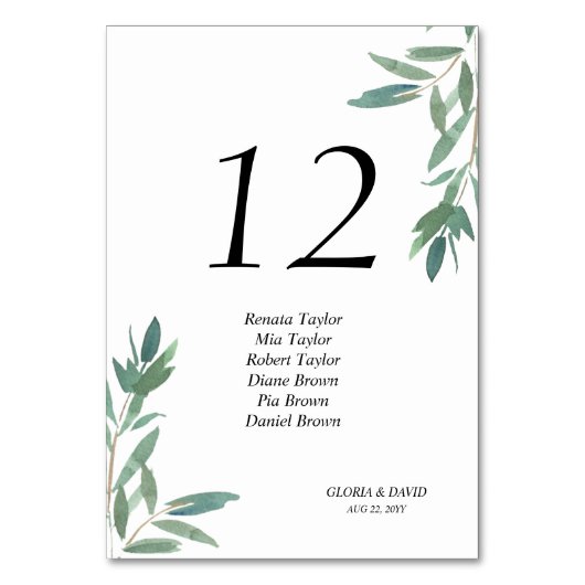 Groene bruiloft Tafelnummer (Achterkant)