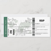 Groene bruiloft uitnodiging Boarding pass ticket (Voorkant)