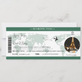 Groene bruiloft uitnodiging Boarding pass ticket (Voorkant)