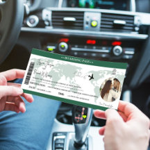 Groene bruiloft uitnodiging Boarding pass ticket