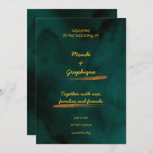 Groene bruiloft uitnodigingen Art (Voorkant / Achterkant)