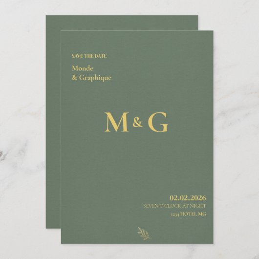 Groene bruiloft uitnodigingen Art (Voorkant / Achterkant)