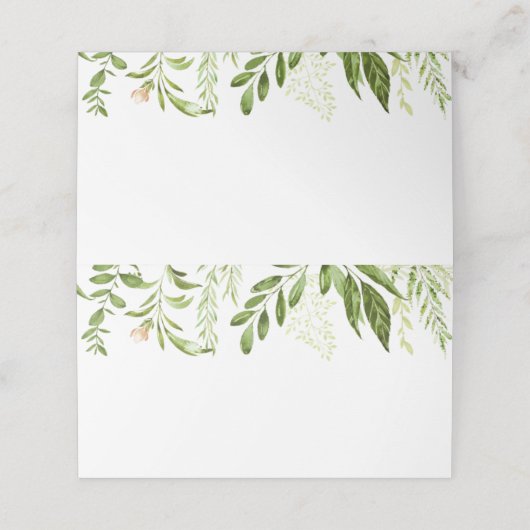 Groene bruiloft voedsellabel Kaarten, rustiek groe Plaatskaartje (Buitenkant ongevouwen)
