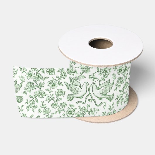 Groene Bruiloftduiven met Lint en Bloemen (Spoel)