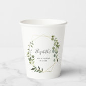 Groene Bruilofts Bruiloft Papieren Bekers (Achterkant)