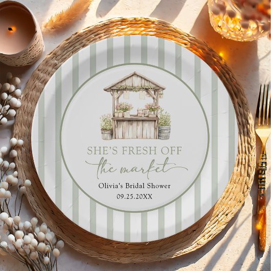 Groene Bruiloftsfeestje 'Fresh Off The Market' Papieren Bordje