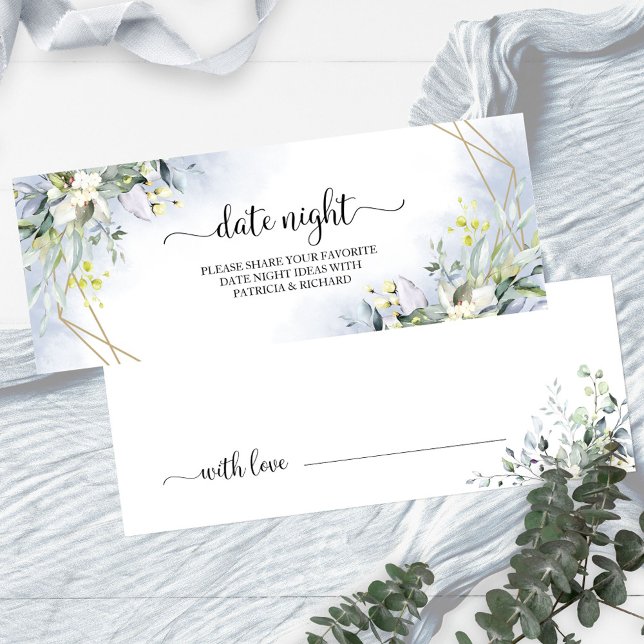 Groene Bruiloftsshower Date Night Jar Kaarten Mini Visitekaartjes (Creator heeft geüpload)