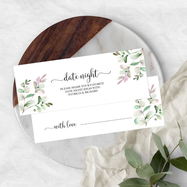Groene bruiloftsshower Date Night Jar Kaarten Mini Visitekaartjes (Creator heeft geüpload)