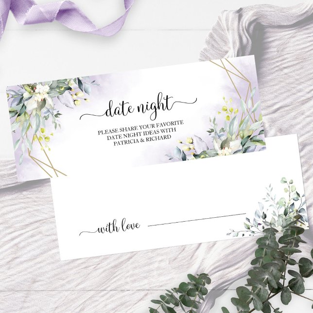 Groene Bruiloftsshower Date Night Jar Kaarten Mini Visitekaartjes (Creator heeft geüpload)