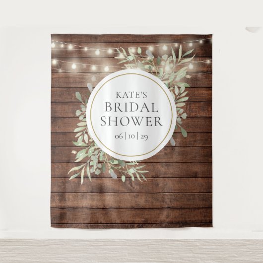 Groene Bruiloftsshower Fotohokje Achtergrond Wandkleed (Voorkant)