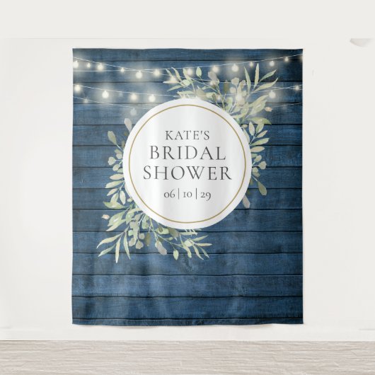 Groene Bruiloftsshower Fotohokje Achtergrond Wandkleed (Voorkant)