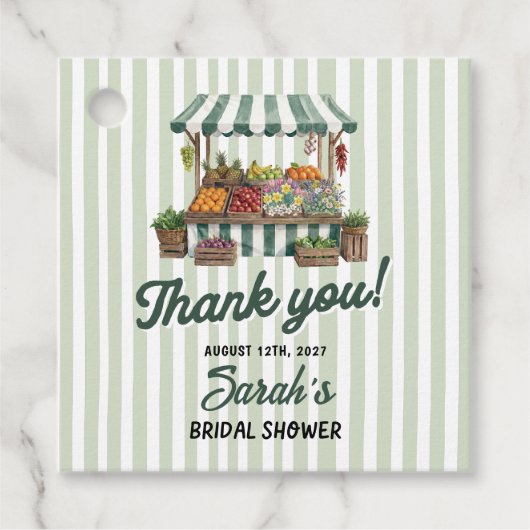 Groene Bruiloftsshowers Fris Van De Markt Bedankjes Labels (Voorkant)