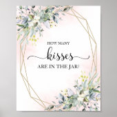 Groene Bruiloftsshowers Hoeveel Kusjes Bord Poster (Voorkant)